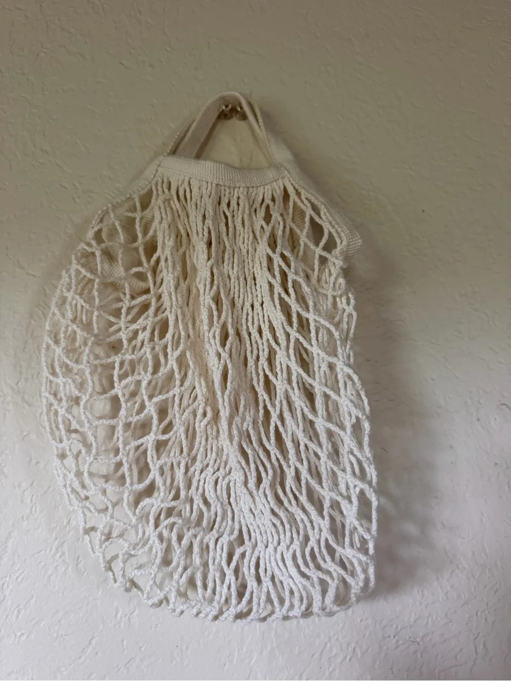Cream Cotton Mesh Market Tote Bags